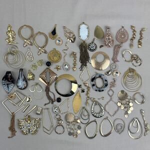 Pendant Charm Craft Jewelry Lot - 60+ Gold Rose Tone Black White Stone Glass
